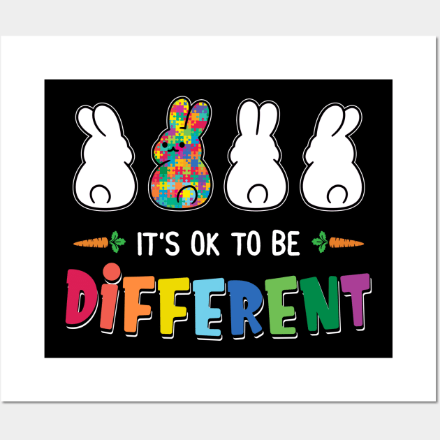 Cute Bunny It's Ok To Be Different Wall Art by beelz